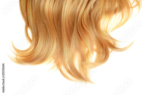 back of short hair blond wig isolated