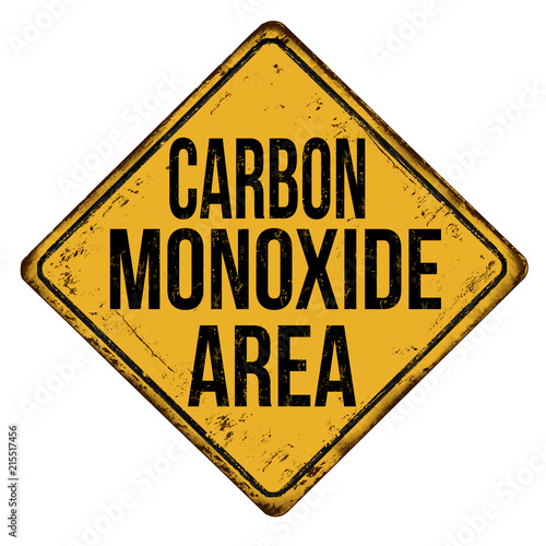 Carbon monoxide area vintage rusty metal sign