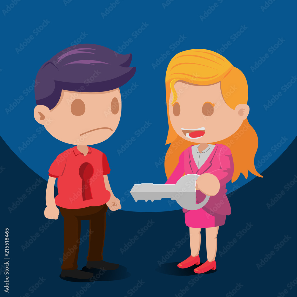 Man Woman Coupled Key Hold Vector Man Woman Coupled Key Hold Vector