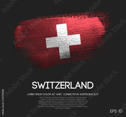 Switzerland Flag Made of Glitter Sparkle Brush Paint Vector