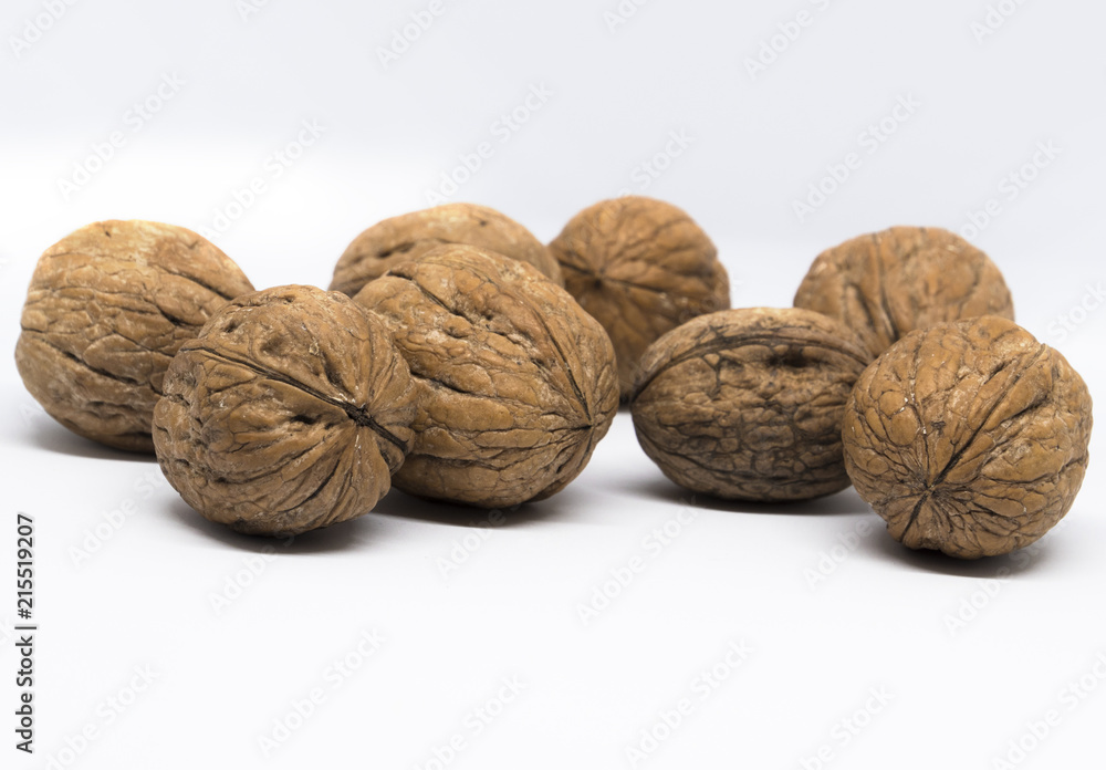 closeup Walnut on white background closeup Walnut on white background