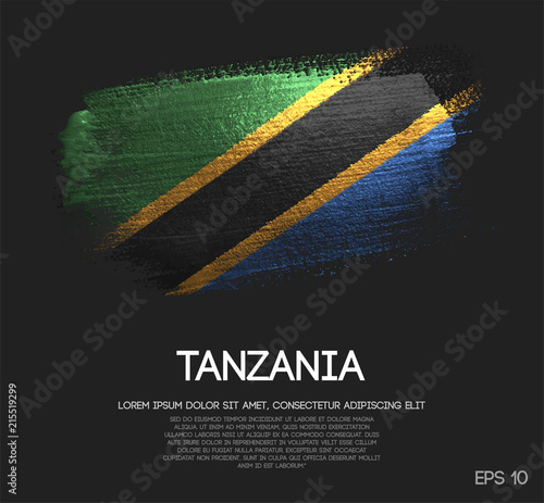 Tanzania Flag Made of Glitter Sparkle Brush Paint Vector