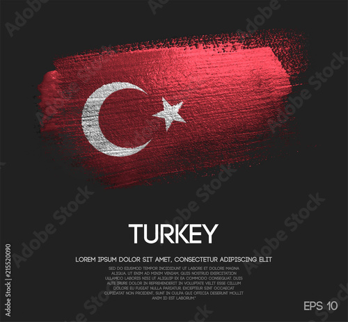 Turkey Flag Made of Glitter Sparkle Brush Paint Vector