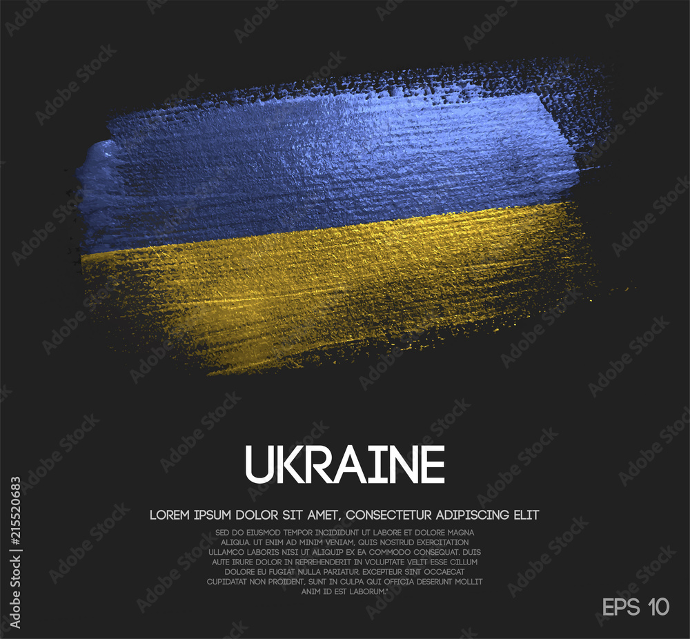 Ukraine Flag Made of Glitter Sparkle Brush Paint Vector - obrazy, fototapety, plakaty 