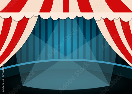 Circus show poster template with curtains. Design for presentation, concert