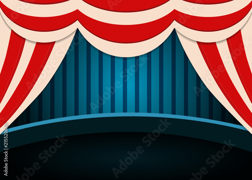 Circus show poster template with curtains. Design for presentation, concert