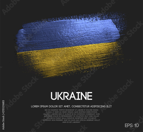Ukraine Flag Made of Glitter Sparkle Brush Paint Vector photo