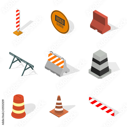 Under construction design elements in 3D, vector illustration.