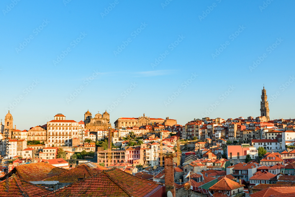 Porto, Portugal old town skyline with orange rooftops
