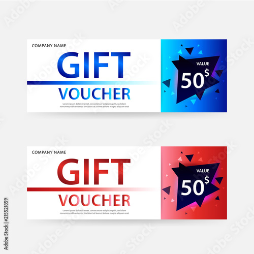 Vector illustration,Gift voucher template with geometric pattern,cute gift voucher certificate coupon design template