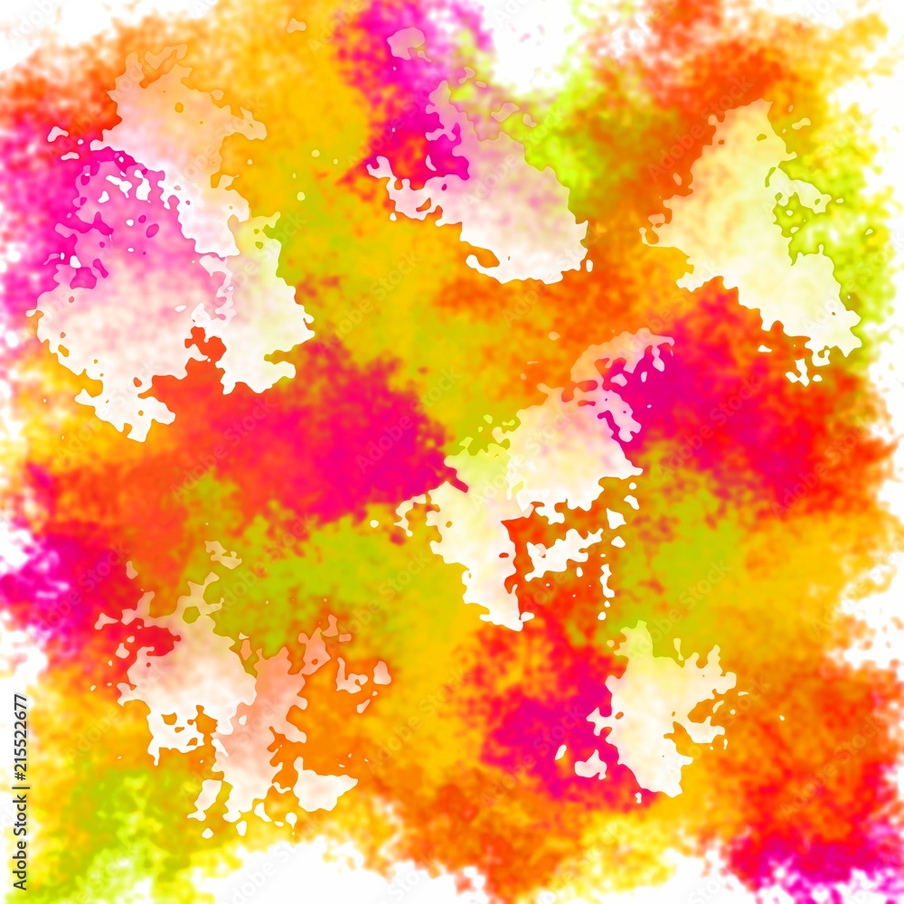 abstract stained pattern texture background highlight pink, orange, yellow, green and white color - modern painting art - watercolor effect