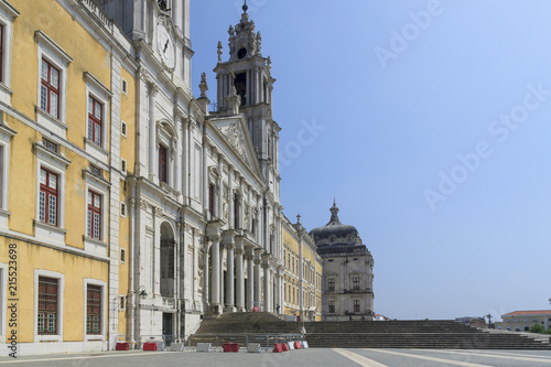 National palace of Mafra. Neighborhood of Lisbon, Portugal. Franciscan monastery. Baroque architecture style. Concept of travel and tourism.