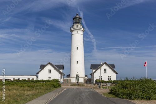 Historical Hirtshals lighthouse on the coast of Skagerrak