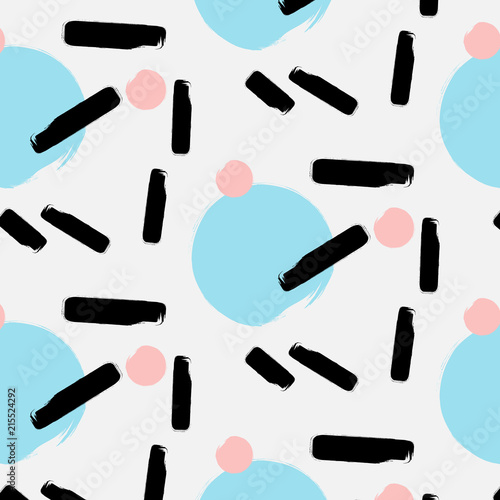 Vector pop art retro pattern. Pink blue positive vibes party in 90s style. Vintage geometric shapes mixed media. abstract mosaic modern Memphis art