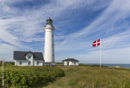 Obraz na płótnie Historical Hirtshals lighthouse on the coast of Skagerrak w salonie
