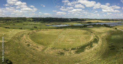 Aerial view of historical Viking ring castle Fyrkat