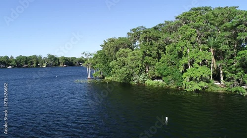 Aerial pan of the famous Winter Park Lake.
