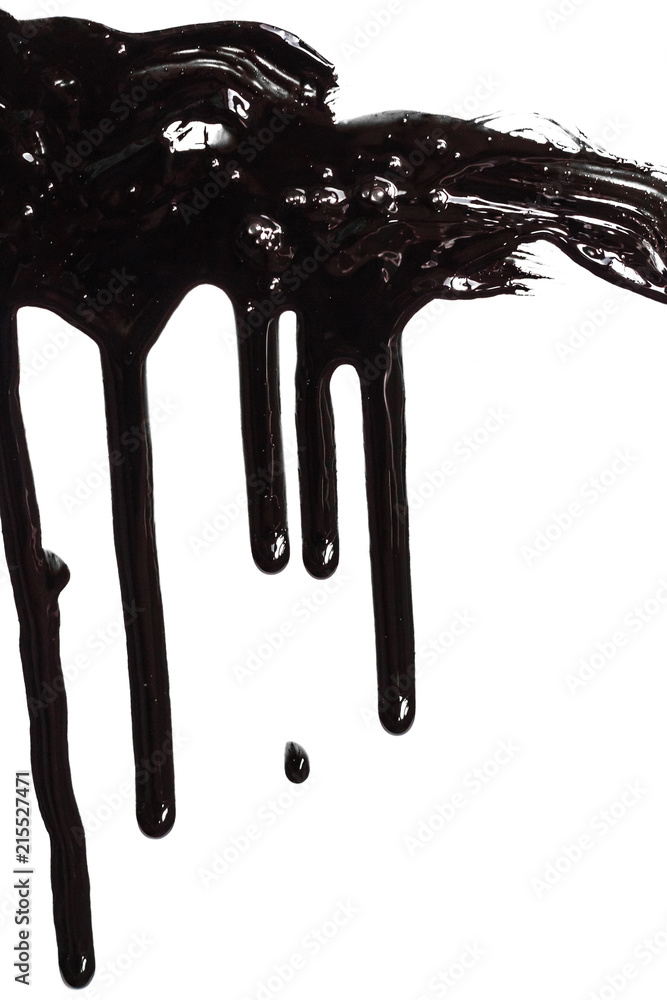 Flows of black paint on a white background Flows of black paint on a white background