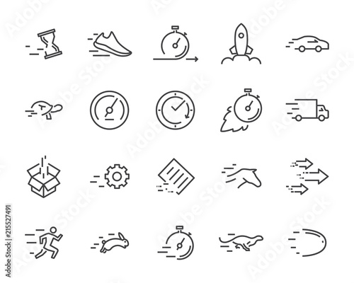 simple set of vector line icon, contain such lcon as speed, agile, boost, process, time and more