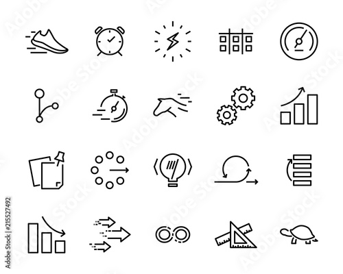simple set of vector line icon, contain such lcon as speed, agile, boost, process, time and more