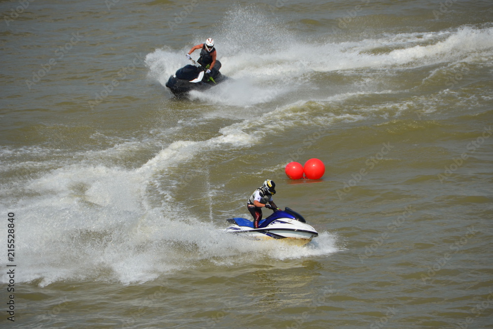 Novi Sad, Serbia, July 29th 2012: Jetski racing on the river Danube Novi Sad, Serbia, July 29th 2012: Jetski racing on the river Danube