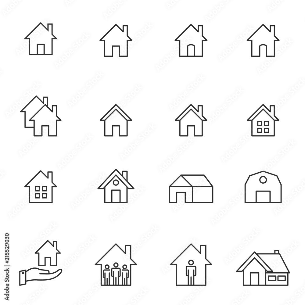 house line icon set vector illustration house line icon set vector illustration
