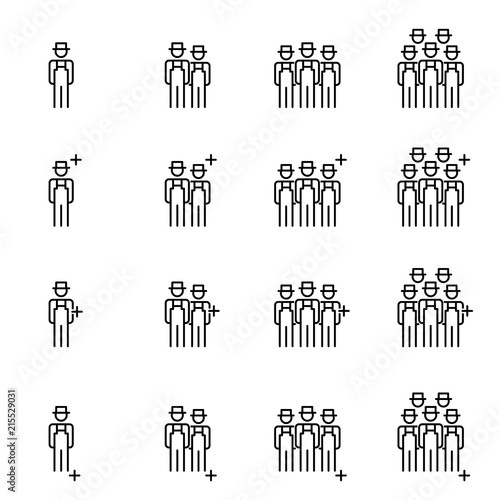 People Line Icons , Farmers Person Work Group Team Vector