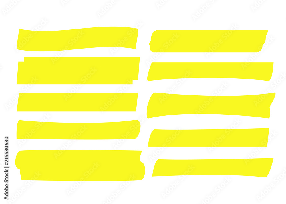 Yellow highlight marker lines. Highlighter strokes and drawing design. Yellow highlight marker lines. Highlighter strokes and drawing design.
