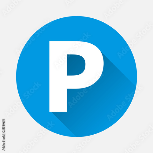 Vector parking icon, includes inscription P with a flat shadow.  Layers grouped for easy editing illustration. For your design.