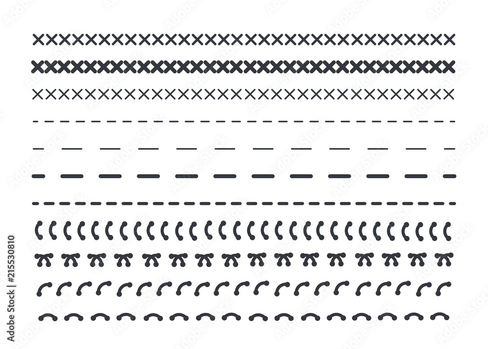 Detail stitched vector patterns. Sewing seams pattern. Detail stitched vector patterns. Sewing seams pattern.