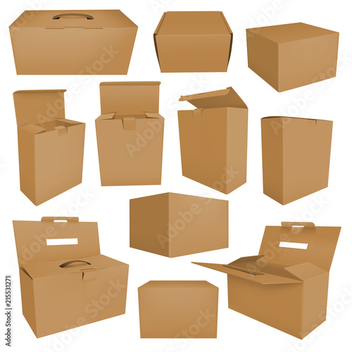 Set of brown boxes