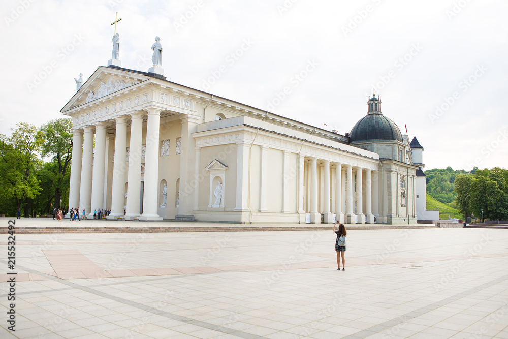 View of the Cathedral of the Basilica of St. Stanislaus and St. Vladislav. Vilnius, Lithuania.