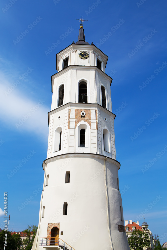 Beautiful sky over the city of Vilnius-view of the bell tower.