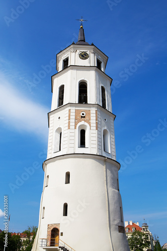 Beautiful sky over the city of Vilnius-view of the bell tower.