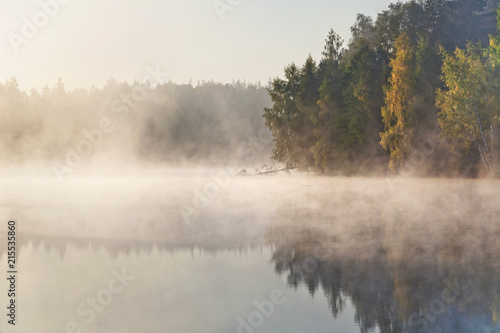 foggy lake landscape