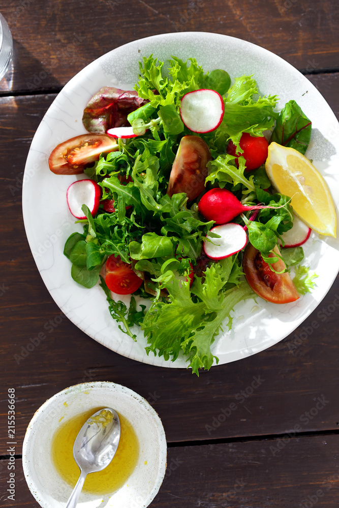 Plate fresh salad Healthy food clean eating top view Plate fresh salad Healthy food clean eating top view