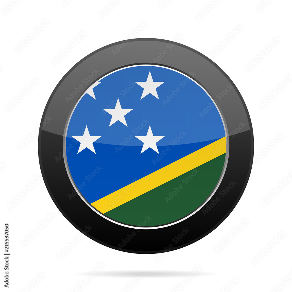 Flag of Solomon Islands. Shiny black round button. Flag of Solomon Islands. Shiny black round button.