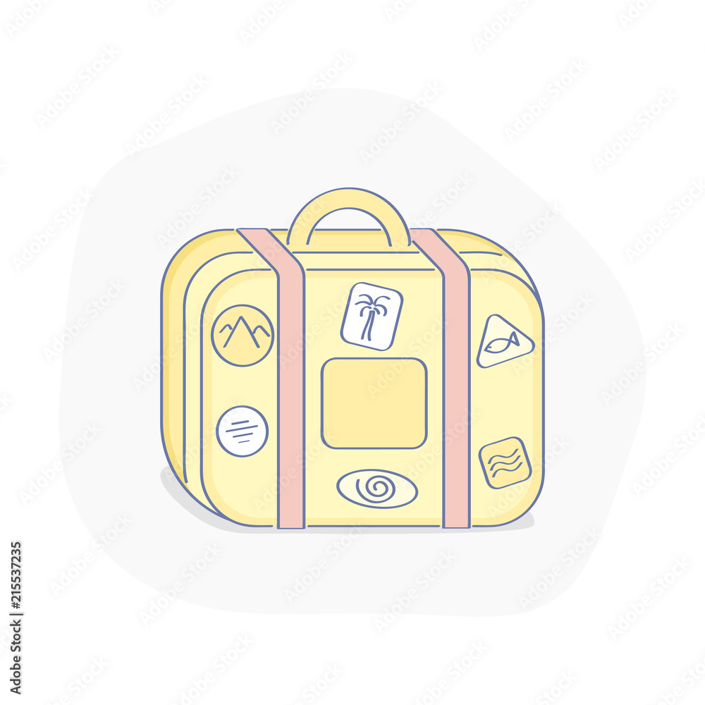 Holding money bag cute suitcase with cartoon Vector Image