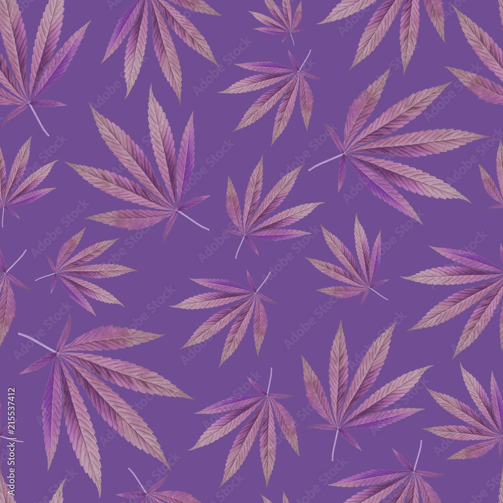Seamless pattern with Marijuana, weed, dope leaves. purple Background  texture. Textile, Wallpaper concept Stock Illustration | Adobe Stock