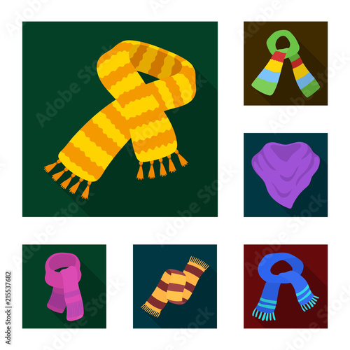 Scarf and Shawl flat icons in set collection for design.Clothes and Accessory vector symbol stock web illustration.
