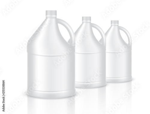 Mock up Realistic Plastic Gallon Packaging Product For Chemical Solution or Milk Bottle isolated Background.