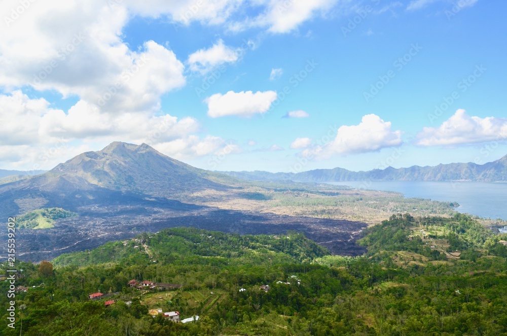 Mount Batur Volcano and Lake Batur Near Kintamani in Central Bali, Indonesia