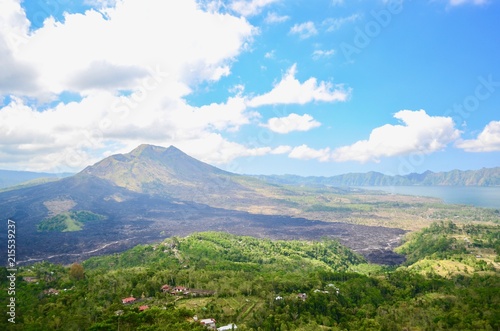 Scenery of Mount Batur Volcano and Lake Batur Near Kintamani in Central Bali, Indonesia