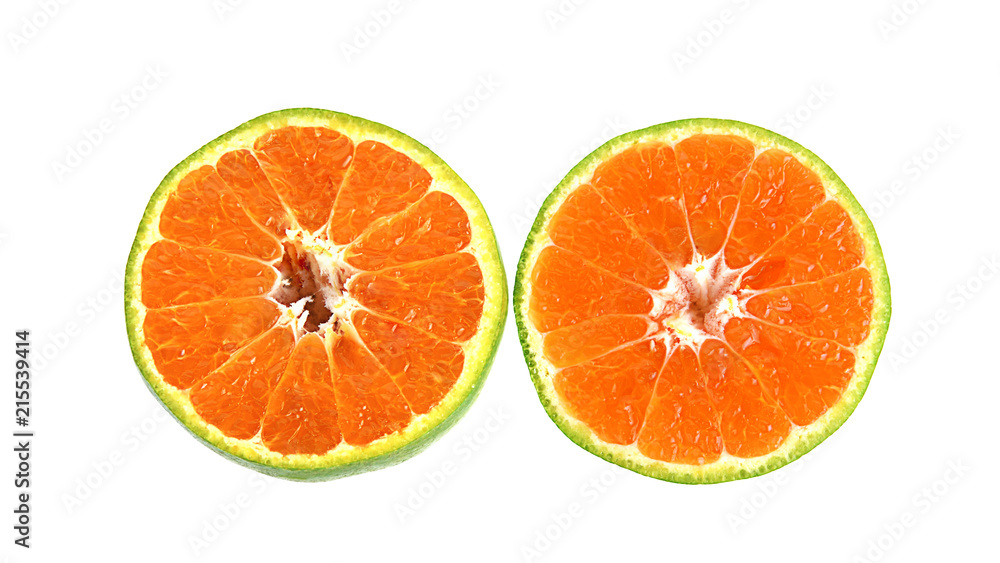 green tangerine on white background. green tangerine on white background.