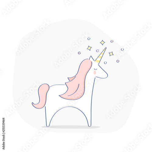 Unicorn, privately held startup company valued at over $1 billion concept, mythical animal representing the statistical rarity of successful ventures. Pink magic unicorn with flying stars.