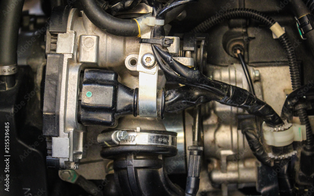 Fototapeta premium Old motorcycle engine block, Black and Whit tone, monochrome. 