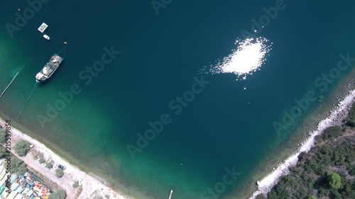 Aerial shot of a fish farm in Greece located in Saronic gulf near Sofiko village. photo