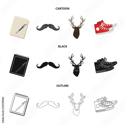 Hipster, fashion, style, subculture .Hipster style set collection icons in cartoon,black,outline style vector symbol stock illustration web.