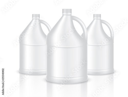 Mock up Realistic Plastic Gallon Packaging Product For Chemical Solution or Milk Bottle isolated Background.