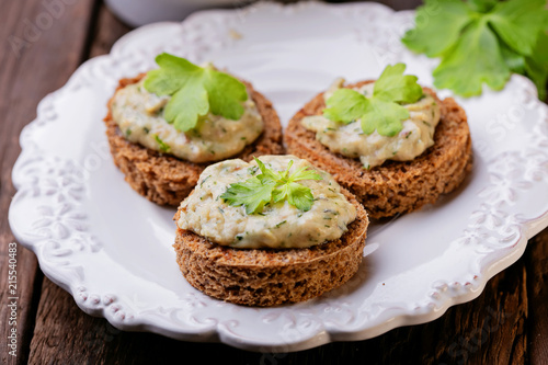 Creamy pate of fish with mackerel, parsley, sour cream  
